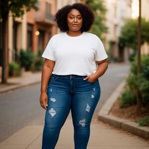 Torrid Distressed‎  Dark Wash Denim Stretchy Jeans Plus Size 18R 294